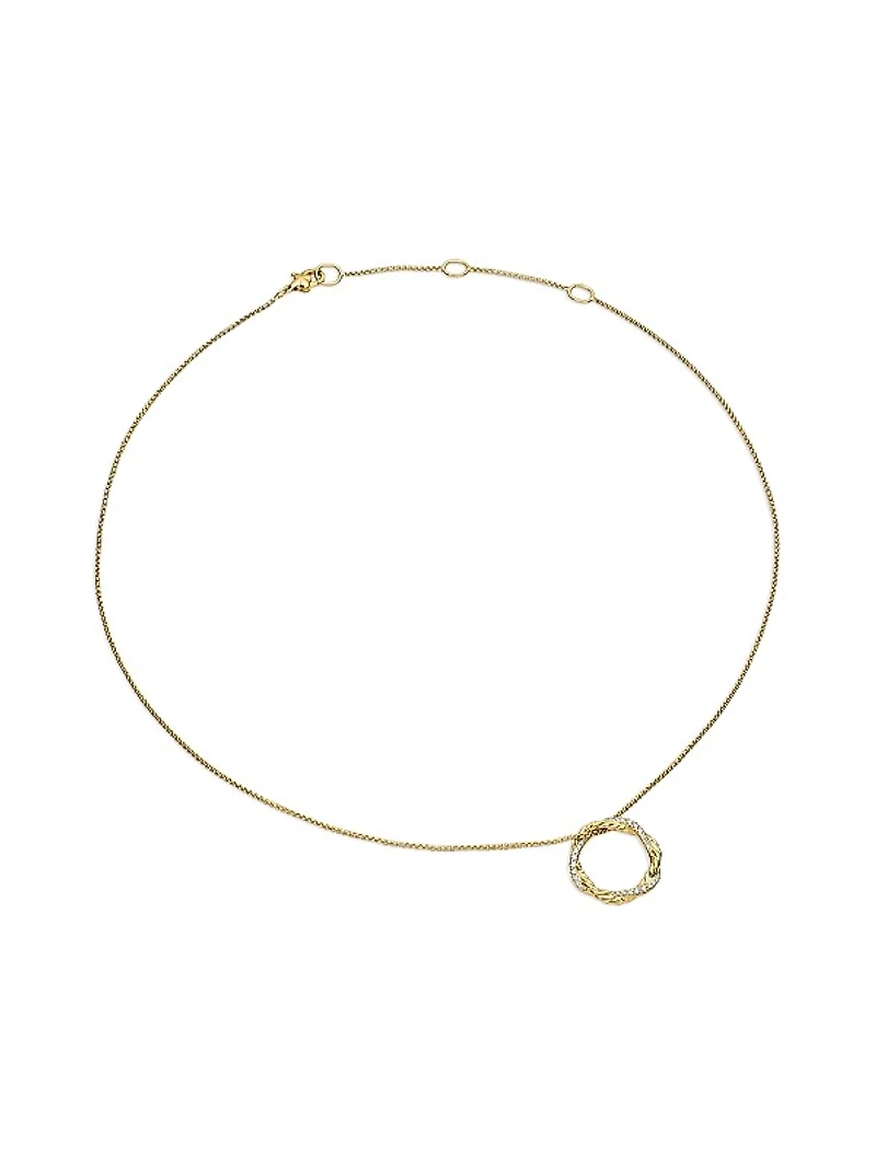 Petite Infinity Pendant Necklace in 18K Yellow Gold with Diamonds, 18mm