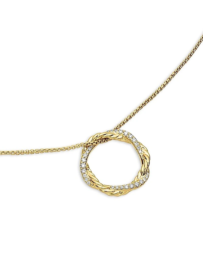 Petite Infinity Pendant Necklace in 18K Yellow Gold with Diamonds, 18mm
