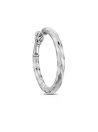 Cable Edge Hoop Earrings in Sterling Silver, 1.5in