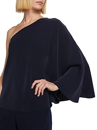 Morgan Crepe One-Shoulder Blouse