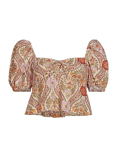 Melanie Floral Puff-Sleeve Top
