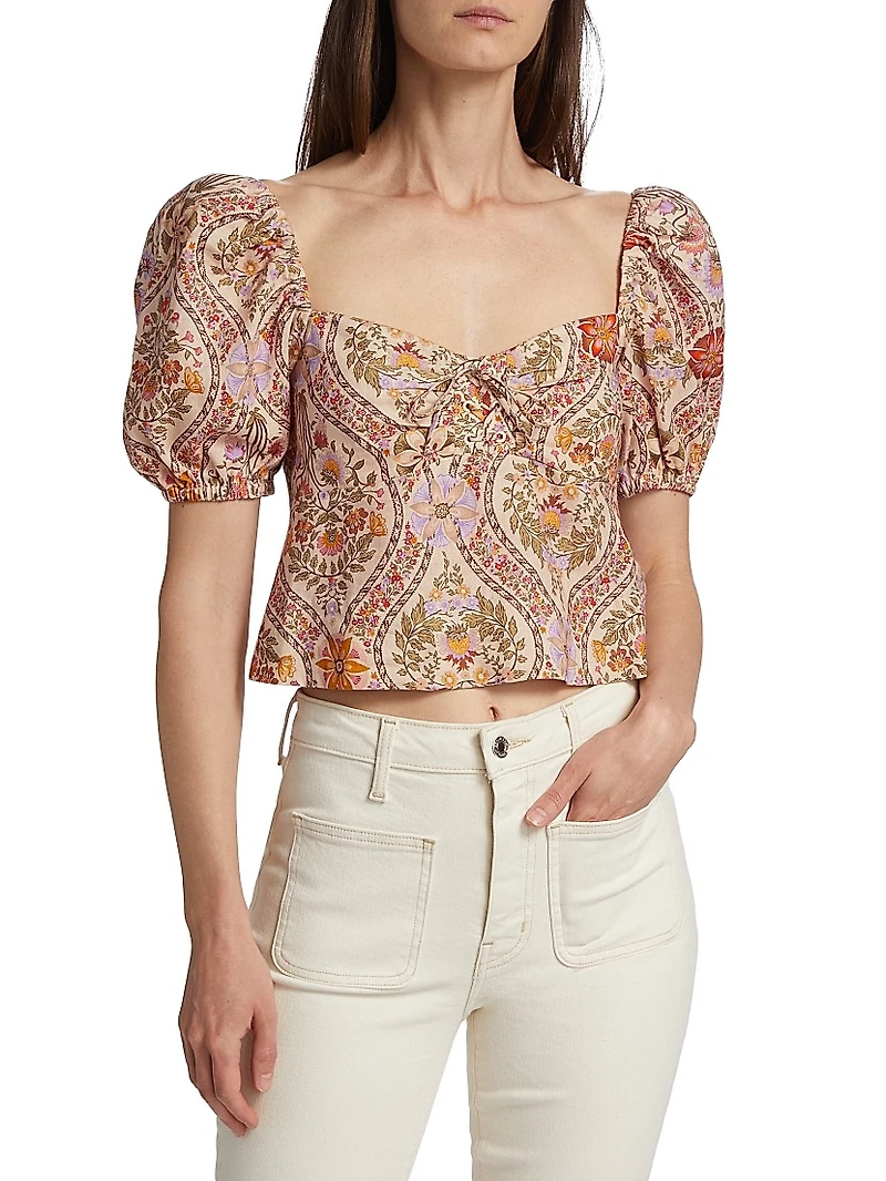 Melanie Floral Puff-Sleeve Top