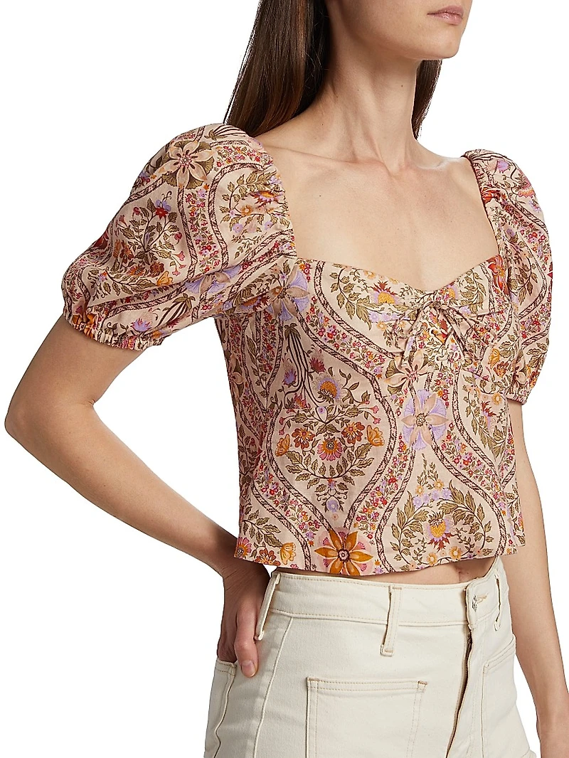 Melanie Floral Puff-Sleeve Top