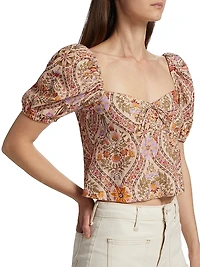 Melanie Floral Puff-Sleeve Top