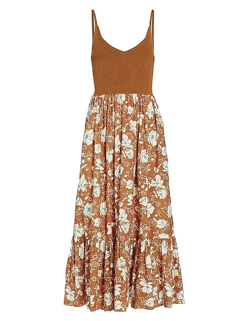 Halsey Mixed Media Midi-Dress