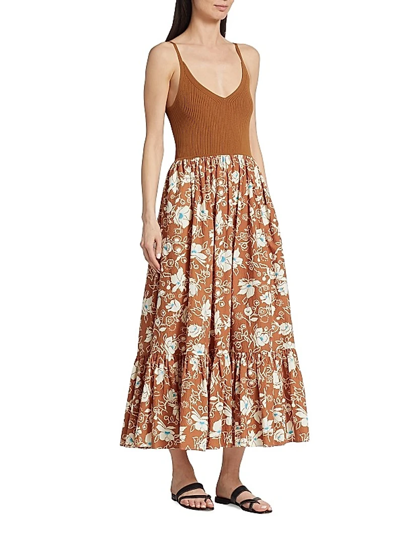 Halsey Mixed Media Midi-Dress