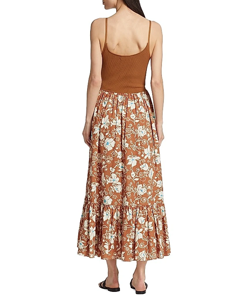 Halsey Mixed Media Midi-Dress
