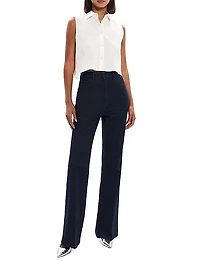 Cotton-Blend Cropped Sleeveless Shirt