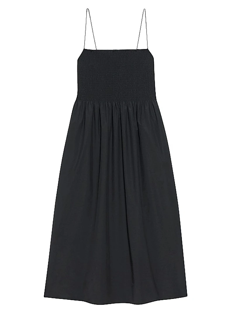 Shirred Midi-Dress