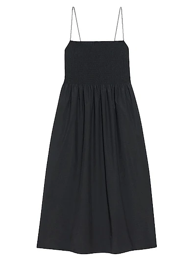 Shirred Midi-Dress