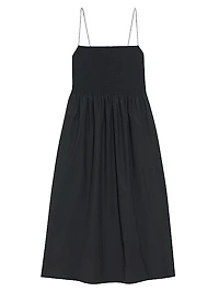 Shirred Midi-Dress