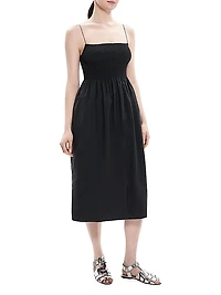 Shirred Midi-Dress
