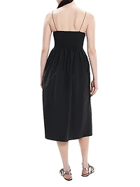 Shirred Midi-Dress