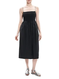 Shirred Midi-Dress