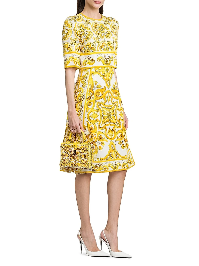 Maiolica Print A-Line Midi-Dress