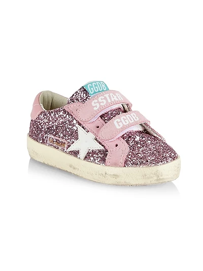 Baby Girl's, Little Girl's & Girl's Old School Glitter Leather Star Sneakers