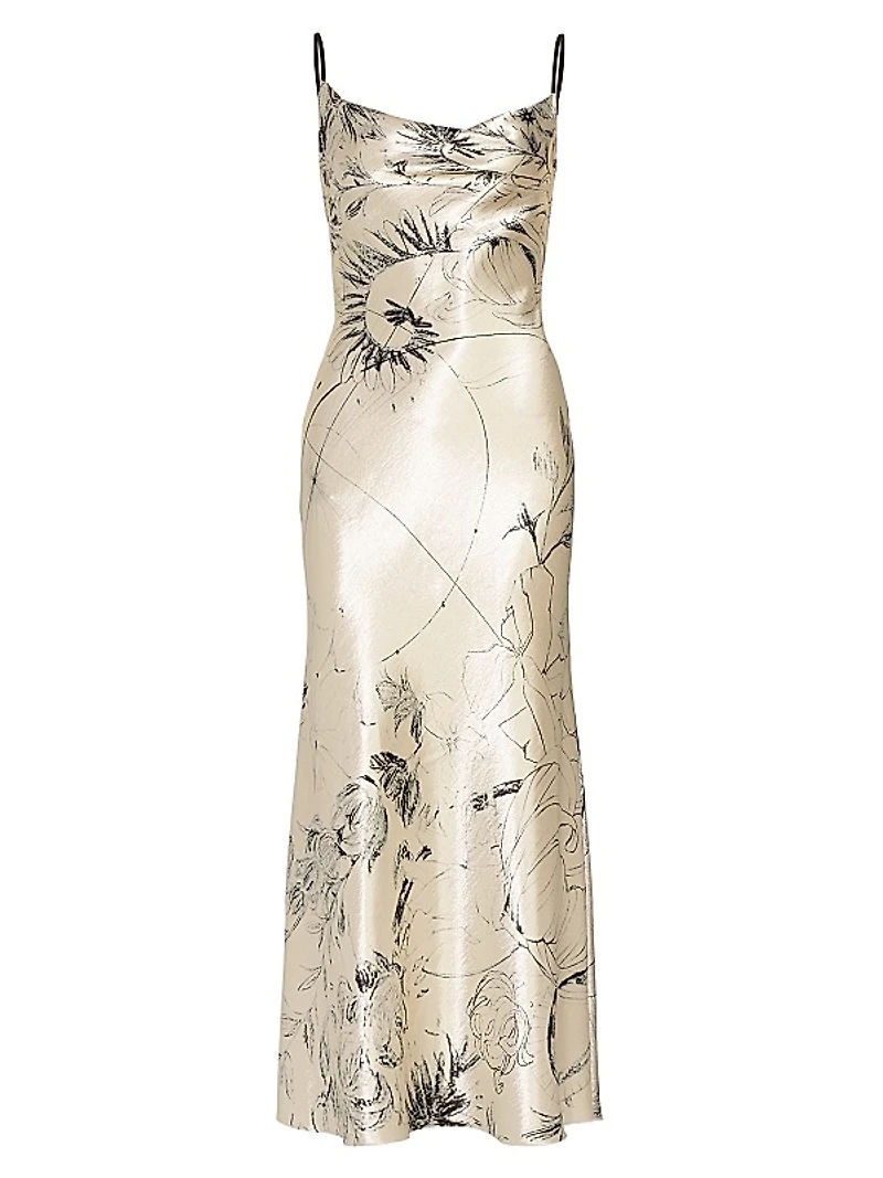 Cosmic Floral Satin Gown
