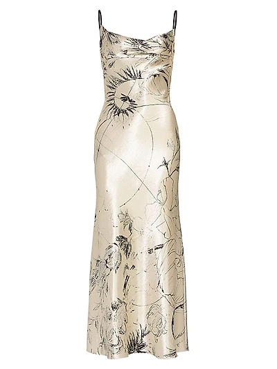Cosmic Floral Satin Gown