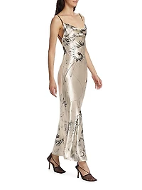 Cosmic Floral Satin Gown