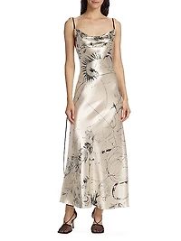 Cosmic Floral Satin Gown