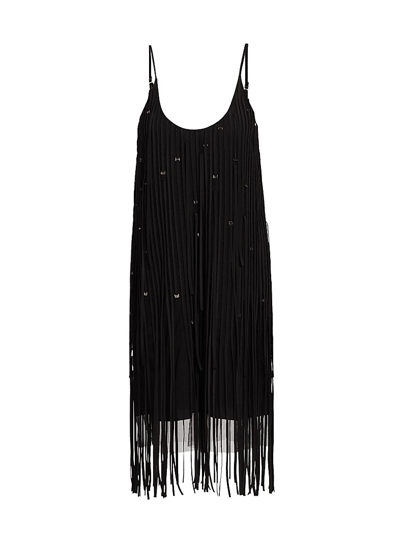 Embroidred Fringe Tulle Minidress
