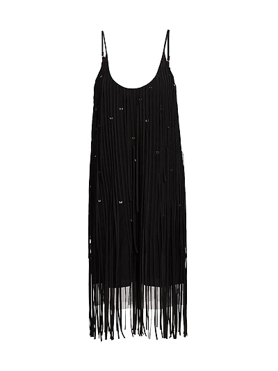 Embroidred Fringe Tulle Minidress