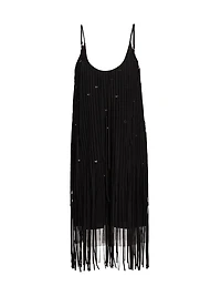 Embroidred Fringe Tulle Minidress