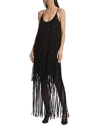 Embroidred Fringe Tulle Minidress