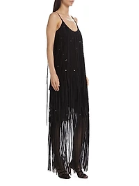 Embroidred Fringe Tulle Minidress