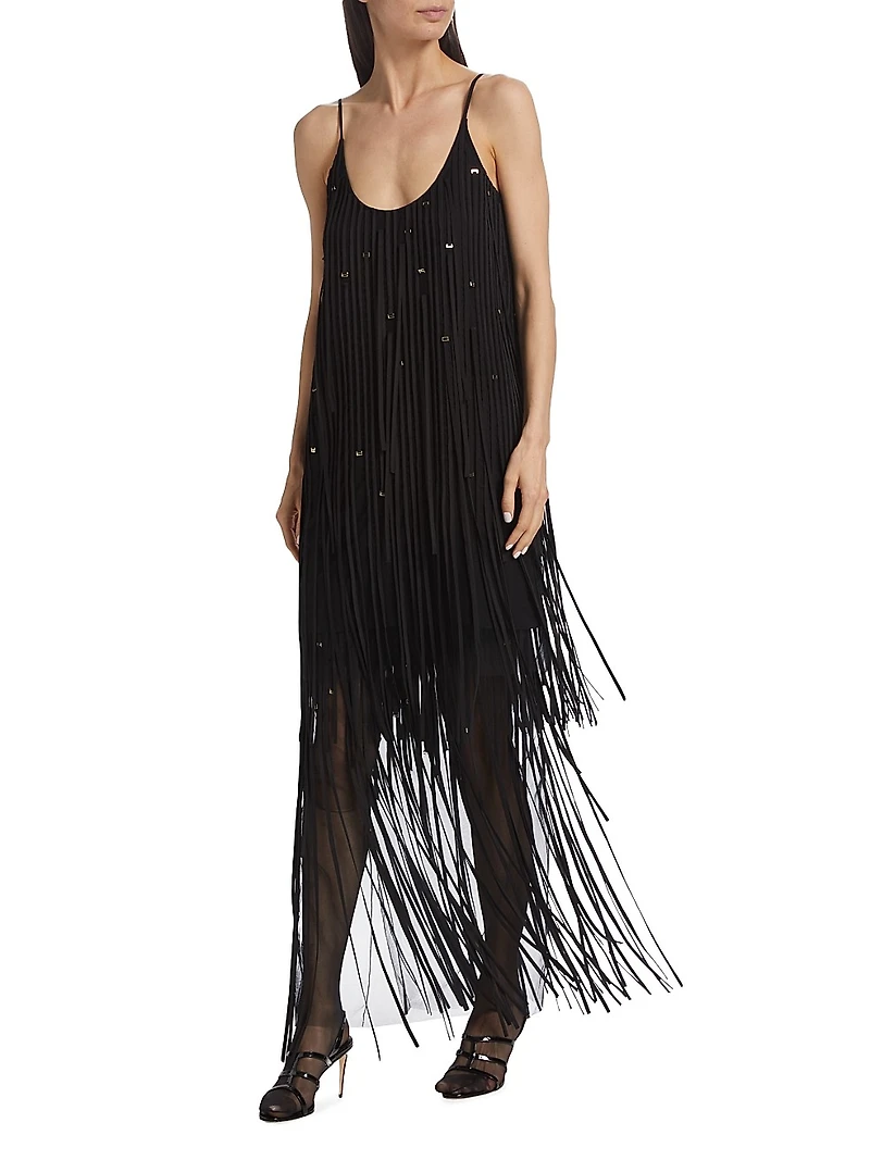 Embroidred Fringe Tulle Minidress