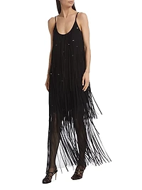 Embroidred Fringe Tulle Minidress