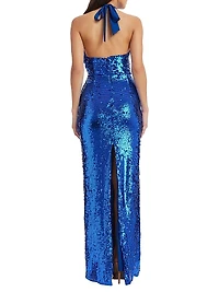 Priscilla Sequin Halter Gown