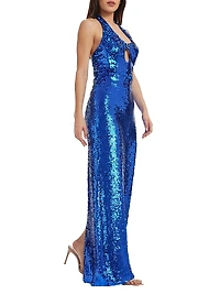 Priscilla Sequin Halter Gown