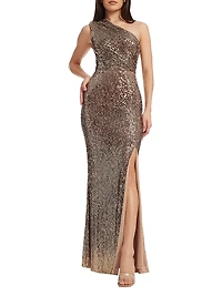 Sariah Asymmetric Sequin Gown