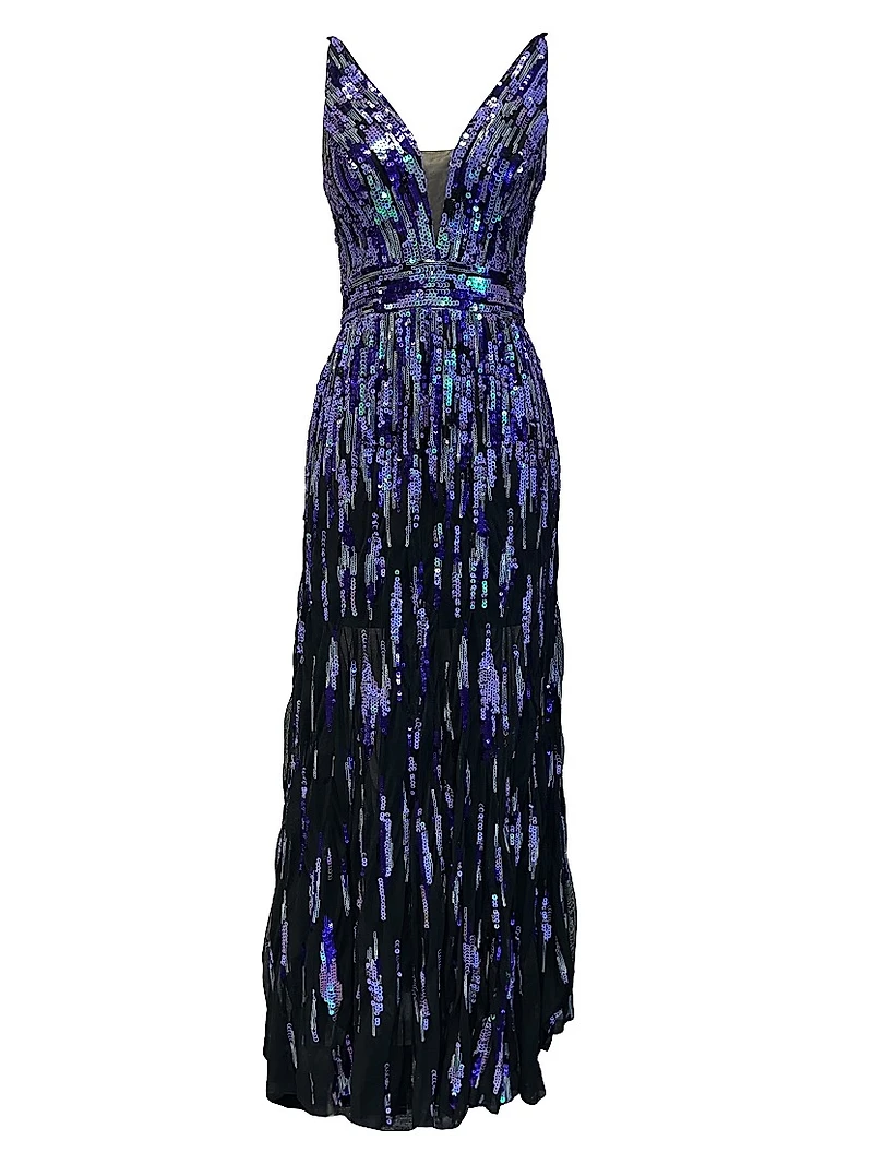 Samira Fit-&-Flare Sequin Gown