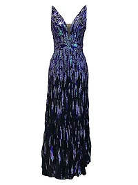 Samira Fit-&-Flare Sequin Gown