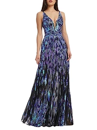 Samira Fit-&-Flare Sequin Gown