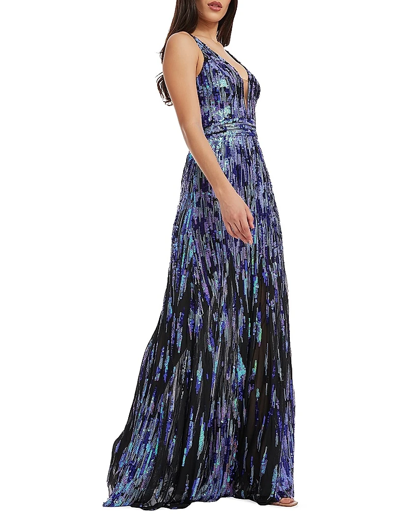 Samira Fit-&-Flare Sequin Gown