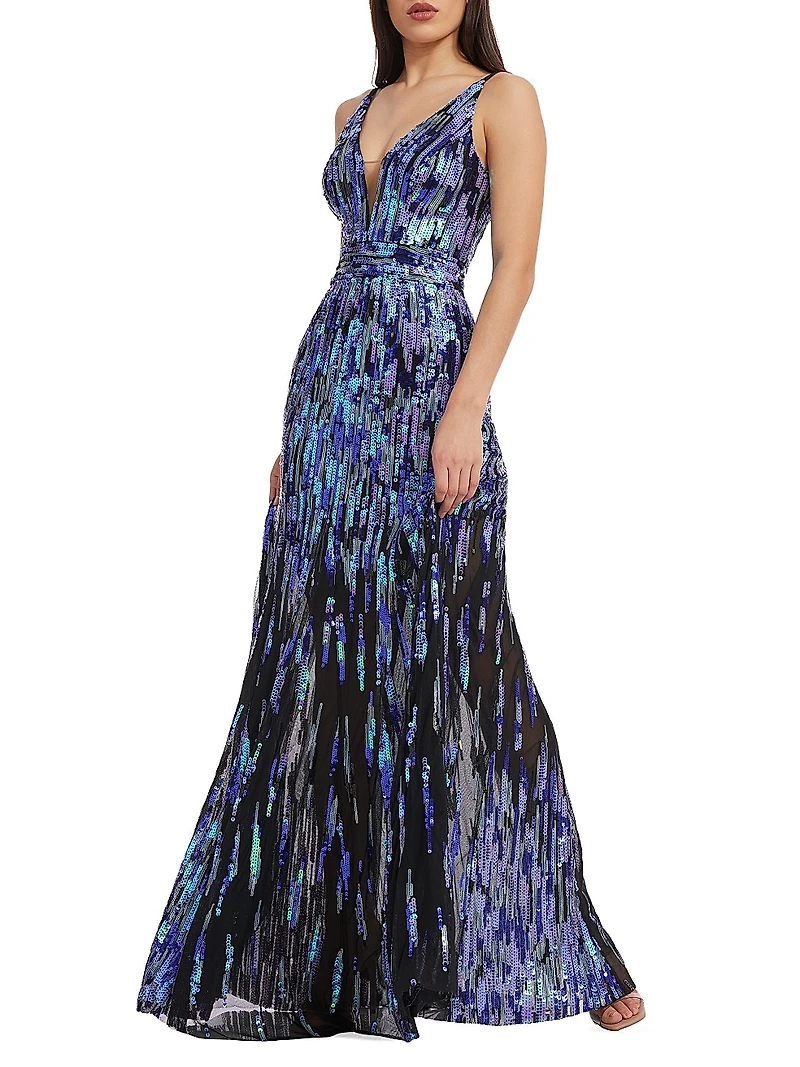 Samira Fit-&-Flare Sequin Gown