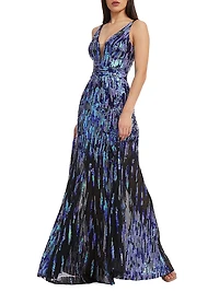 Samira Fit-&-Flare Sequin Gown
