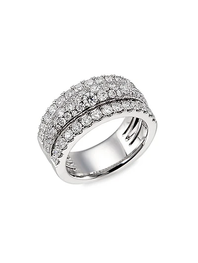 Grace 18K White Gold & 1.68 TCW Diamond Triple-Row Ring