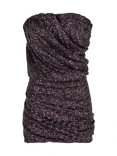 Strapless Sequined Draped Minidress