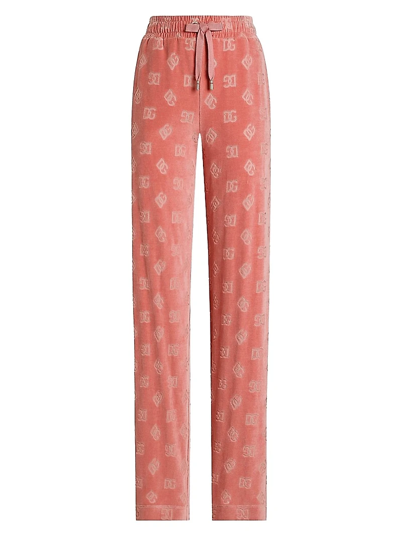 Velvet Logo Straight-Leg Pants