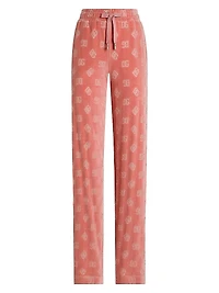 Velvet Logo Straight-Leg Pants
