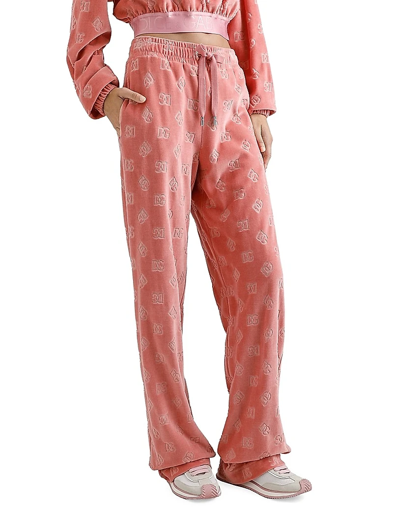 Velvet Logo Straight-Leg Pants