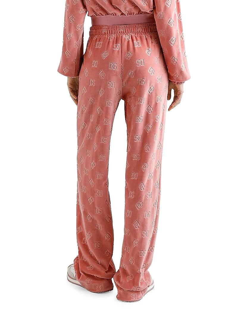 Velvet Logo Straight-Leg Pants