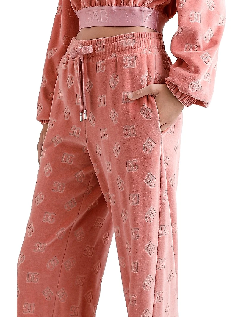 Velvet Logo Straight-Leg Pants