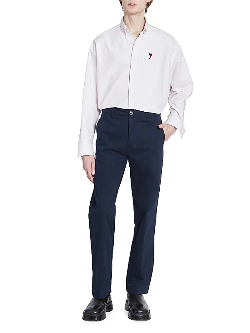 Straight-Fit Cotton Trousers