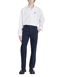 Straight-Fit Cotton Trousers