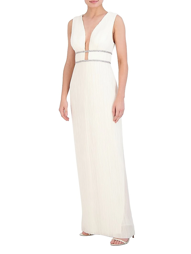 Beaded V-Neck Gown